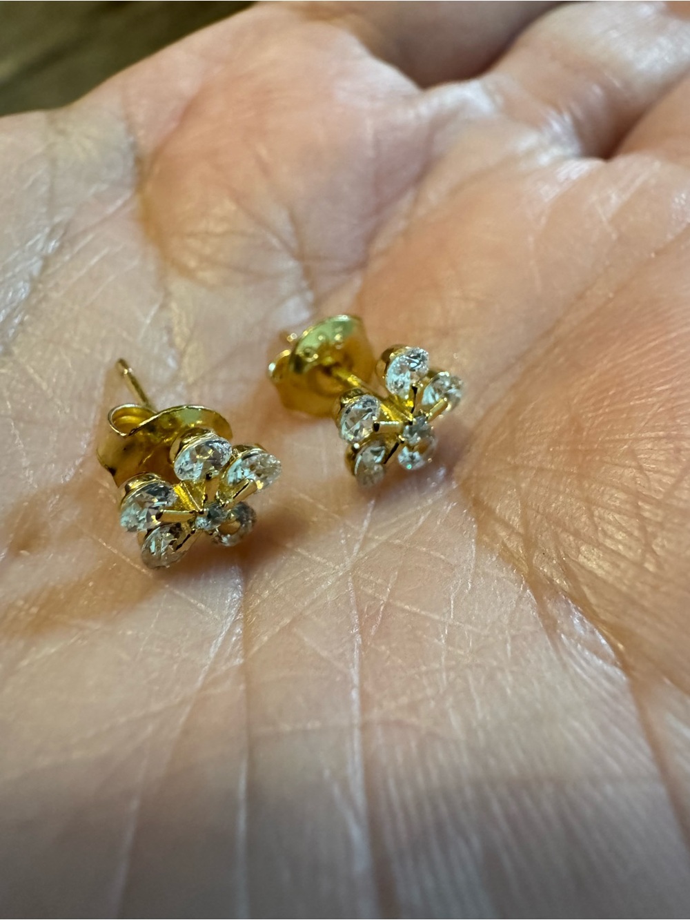 Gold Flower Crystal Stud Earrings - Women Jewelry